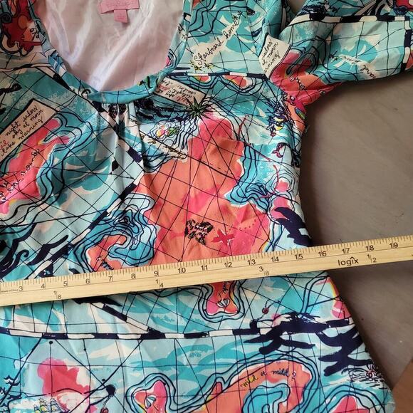 LILLY PULITZER 3/4 Sleeve Silk Dress Size 0 - Picture 9 of 10